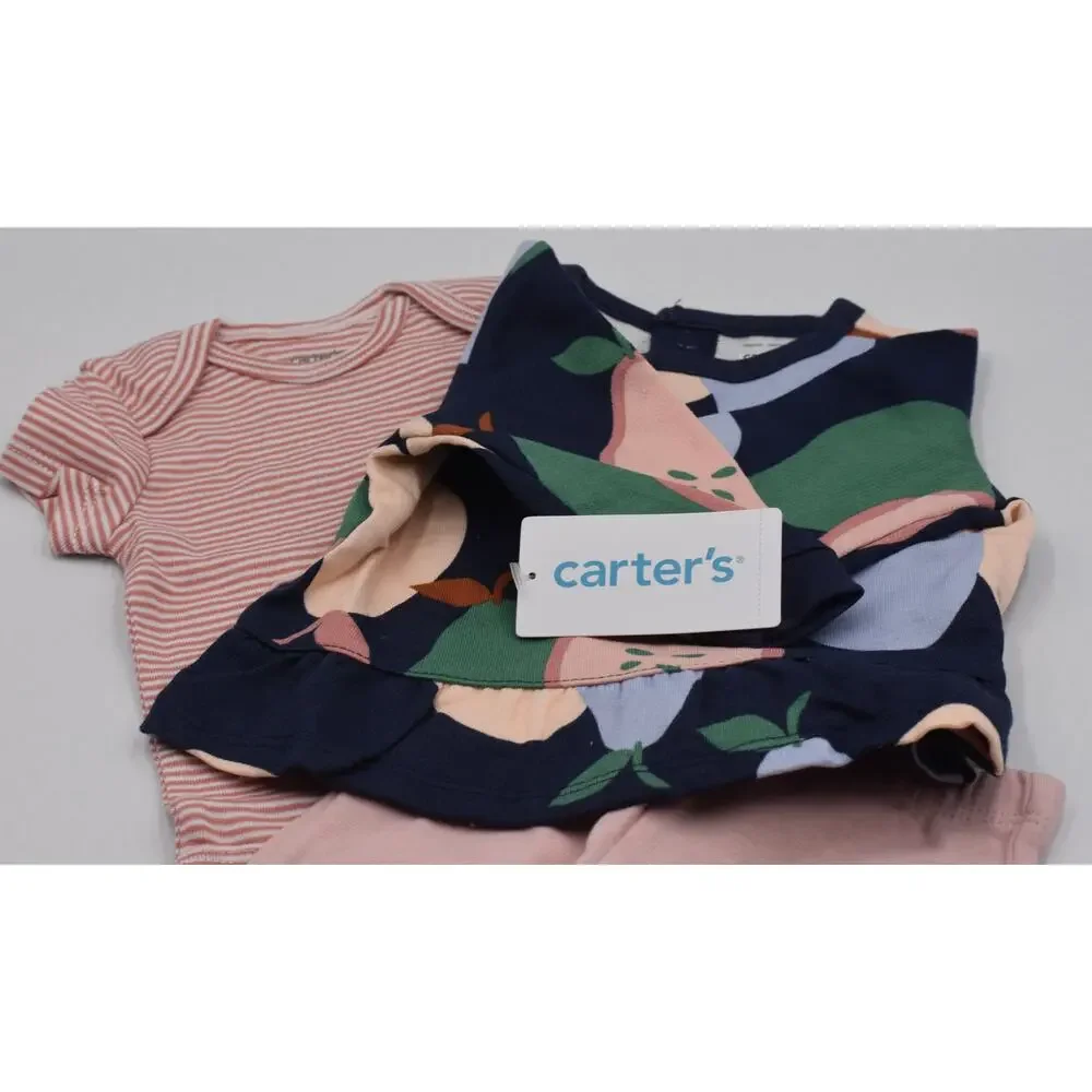 Carter's 3-Piece Baby Outfit - Tunic/Undershirt/Pants - Navy Pear New Born